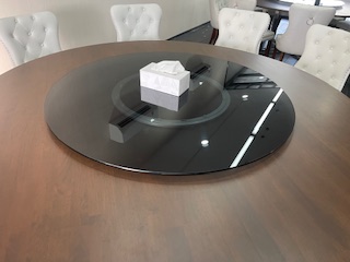 Trp.Round Table 圆桌会议 餐桌 中式餐桌 配有旋转镜组 โต๊ะกลมหินอ่อนขนาดใหญ่ 360 ซม.20 ที่นั่ง พร้อมชุดจานหมุน เลซี่ซูซาน Lazysusan และ เก้าอี้ สีแดง