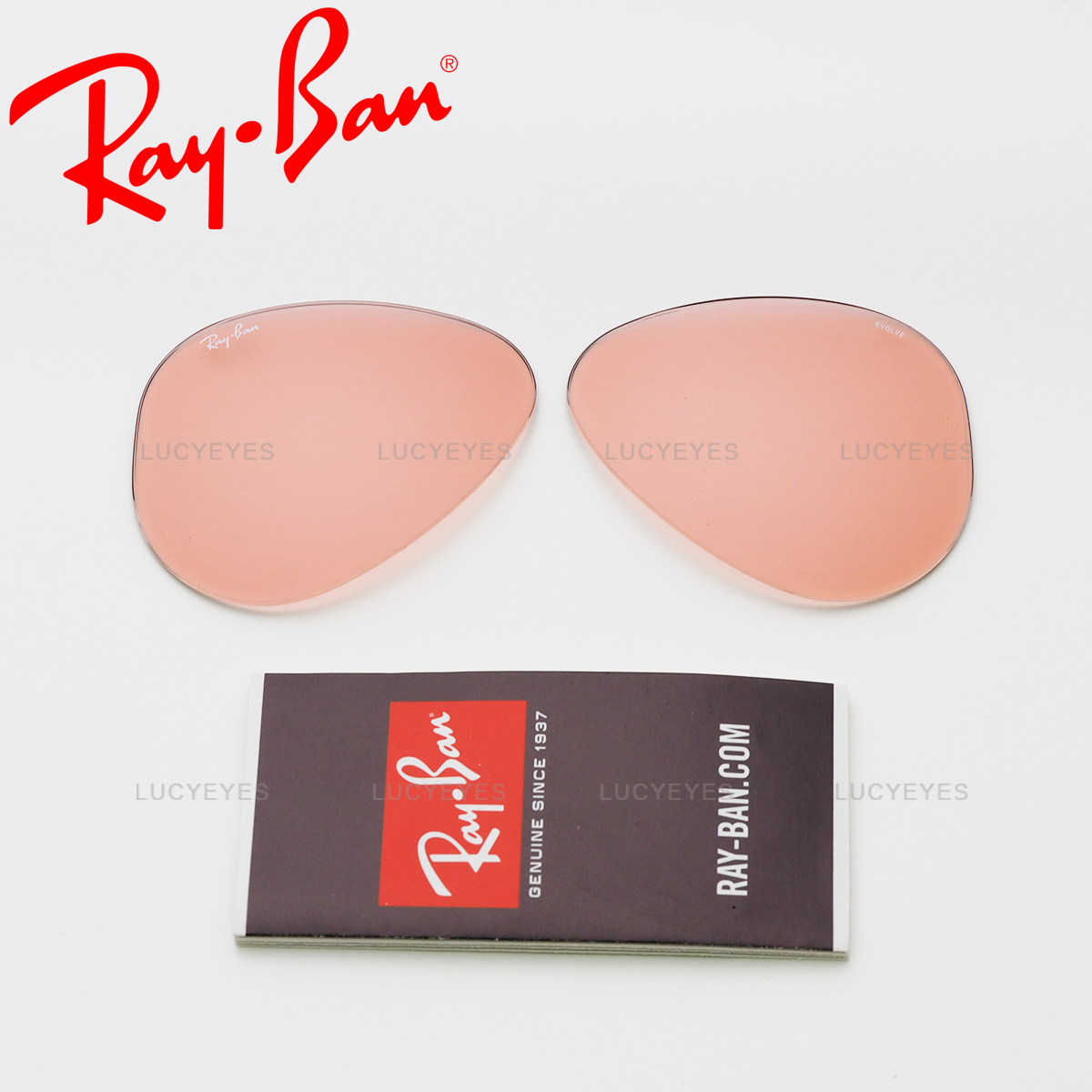 เลนส์ RAYBAN แท้ 100% RB3025 9065V7, AVIATOR, Photochromic เลนส์เปลี่ยนสีชมพู