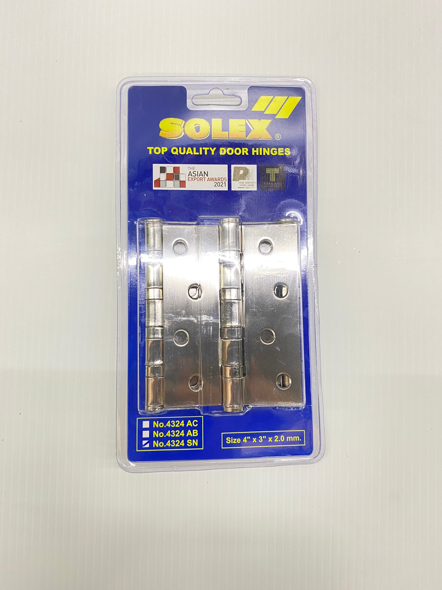 SOLEX บานพับประตู สแตนเลส No. 4324 SN (แพ็ค 3 ชิ้น)