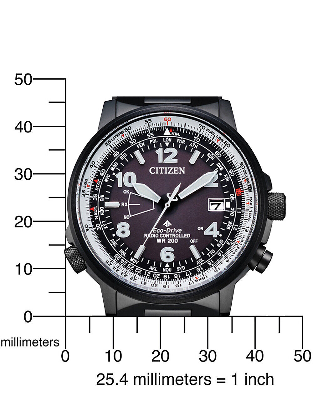 Citizen CB0245-84E นาฬิกาผู้ชาย Eco-Drive Promaster Sky Radio Controlled Pilot Men's Watch