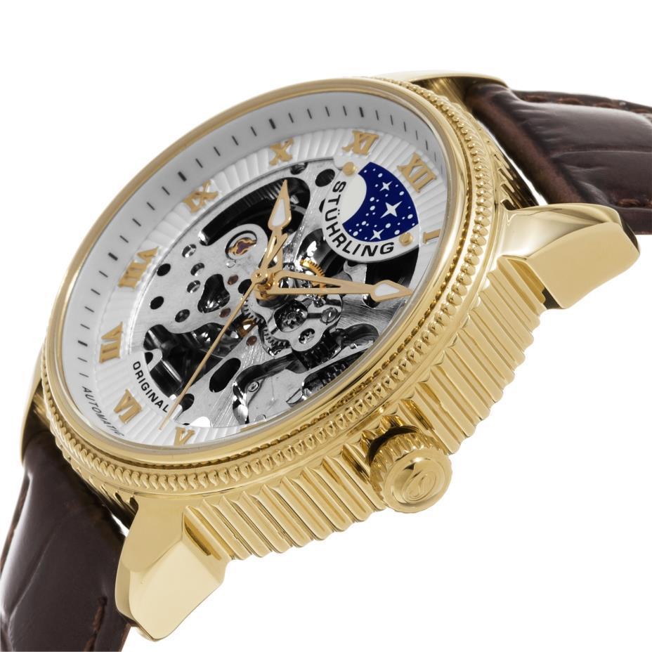 Stuhrling Original 835.03 นาฬิกาผู้ชาย Stuhrling Original รุ่น 835.03, Special Reserve Automatic Skeleton Leather Men's Watch