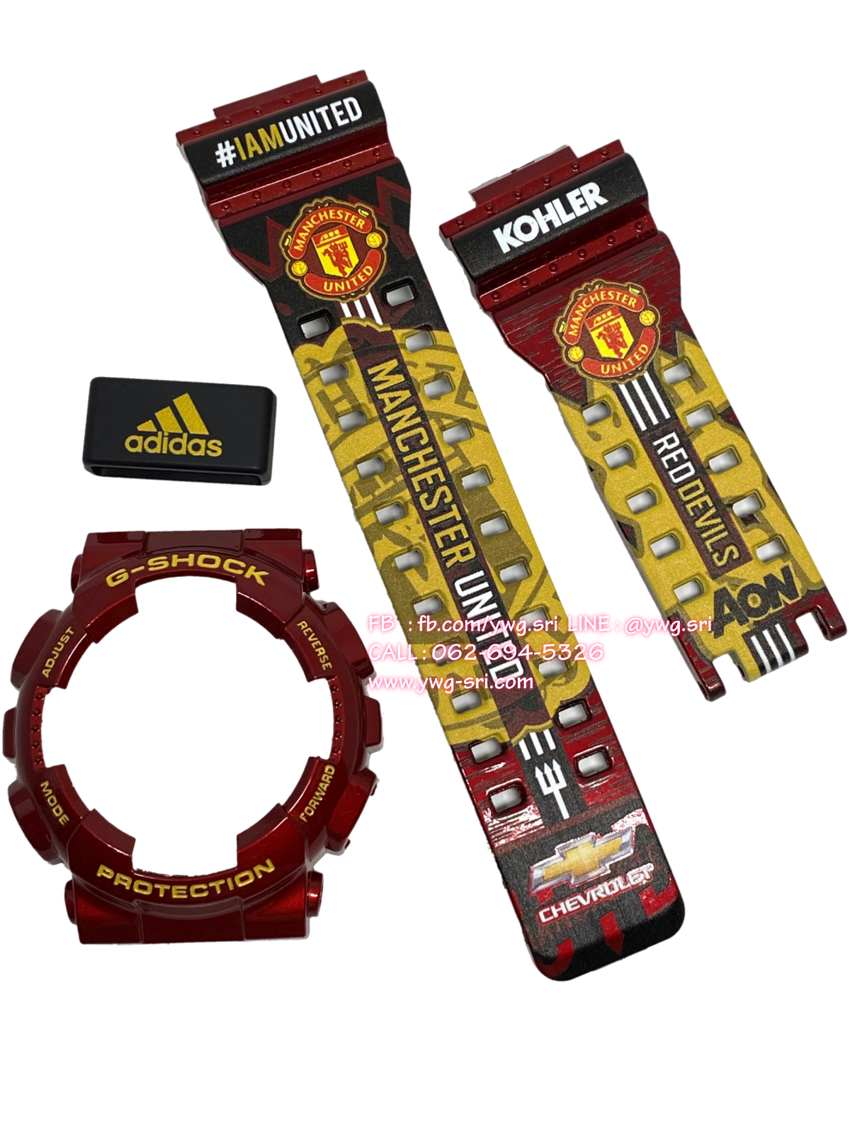 กรอบสาย G-SHOCK สีแดง สกรีนลาย Man United ใส่ได้กับรุ่น GA-100 ,GA-110 ,GA-120 ,GA-140 ,GAX-100 ,GD-100 ,GD-120