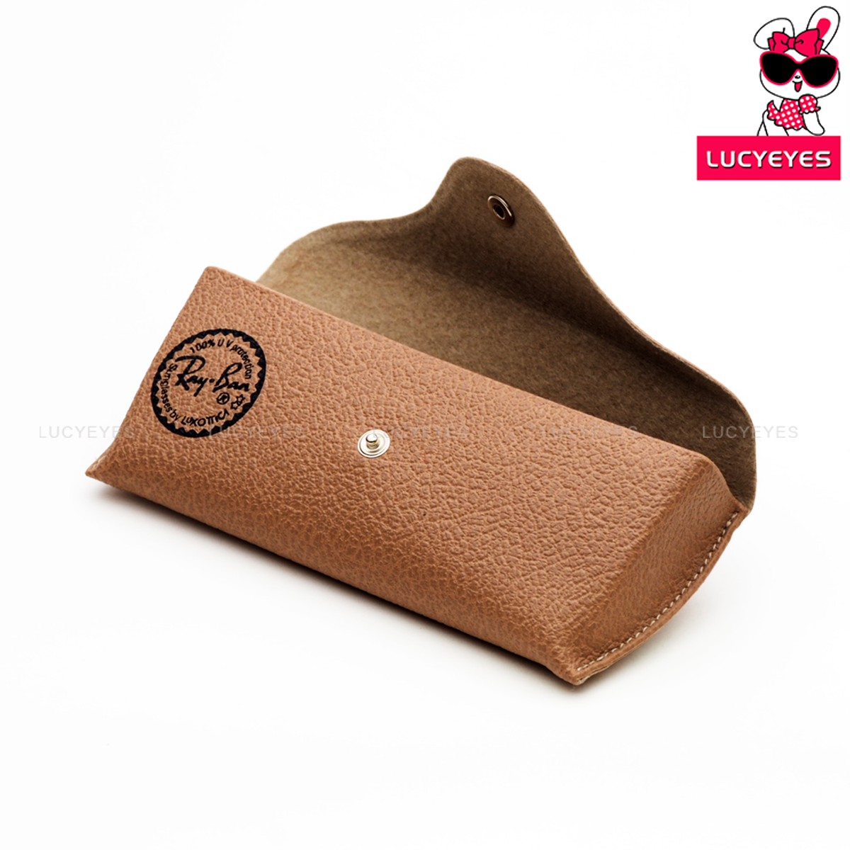 A018 กล่องแว่น RAYBAN แท้ 100% แบบแบนสีน้ำตาล ย้อนยุค