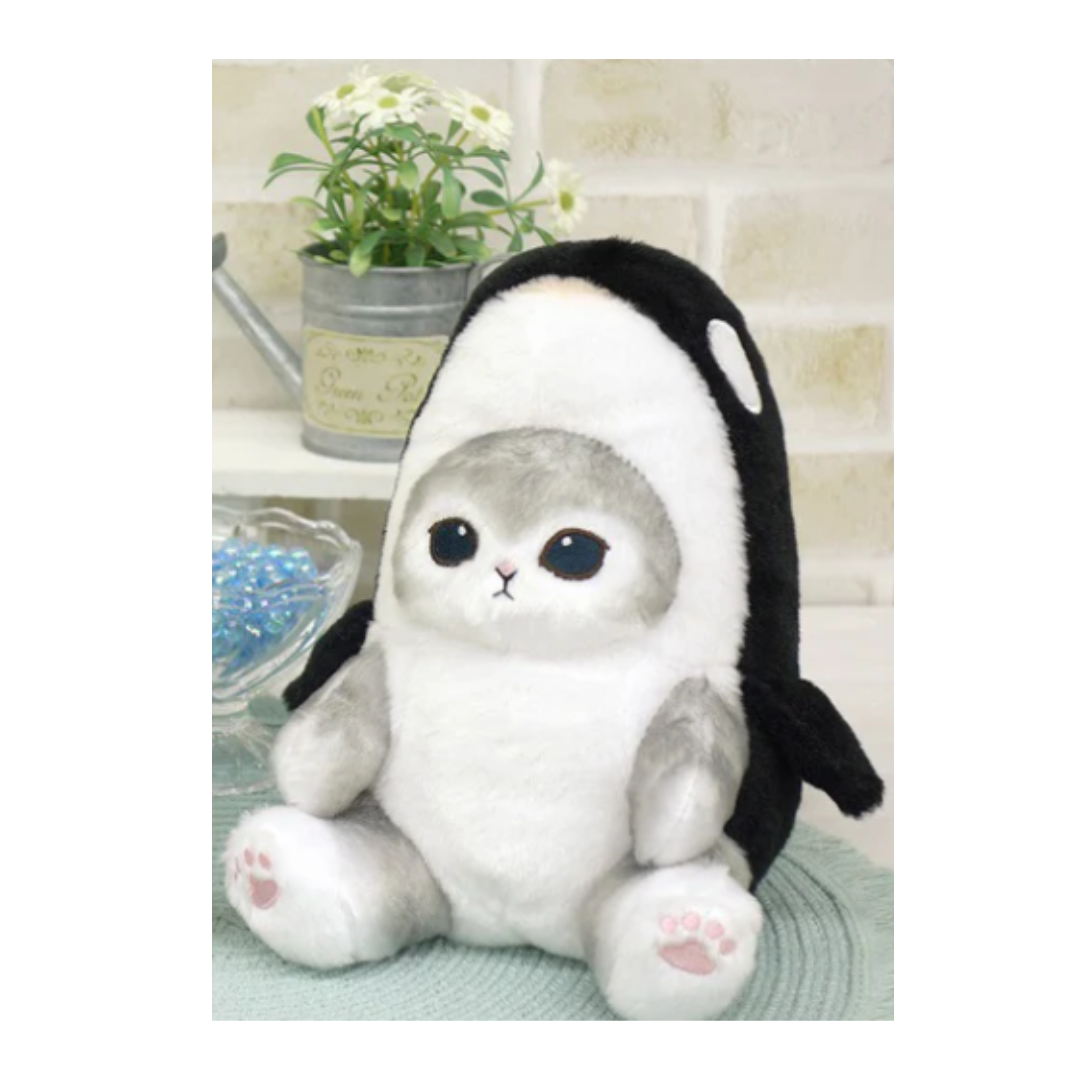 [PRE-ORDER] ตุ๊กตา แมวโมฟุ ปลาวาฬเพชรฆาต Mofusand Orca Size 20 x 17 x 19 cm นำเข้าจากญี่ปุ่น โมฟุซาน mofu mofusand ぽてたまぬいぐるみ(シャチにゃん・グレー)