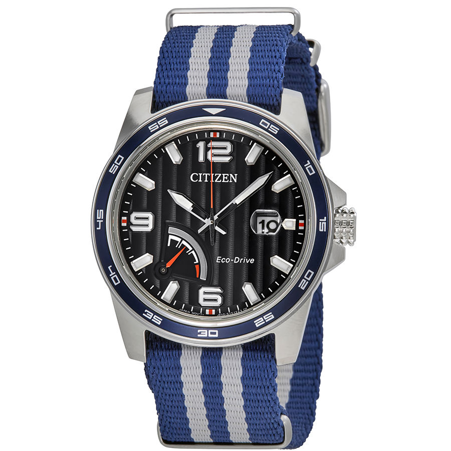 Citizen AW7038-04L นาฬิกาผู้ชาย Eco-Drive PRT Power Reserve Indicator Nylon Strap Men's Watch