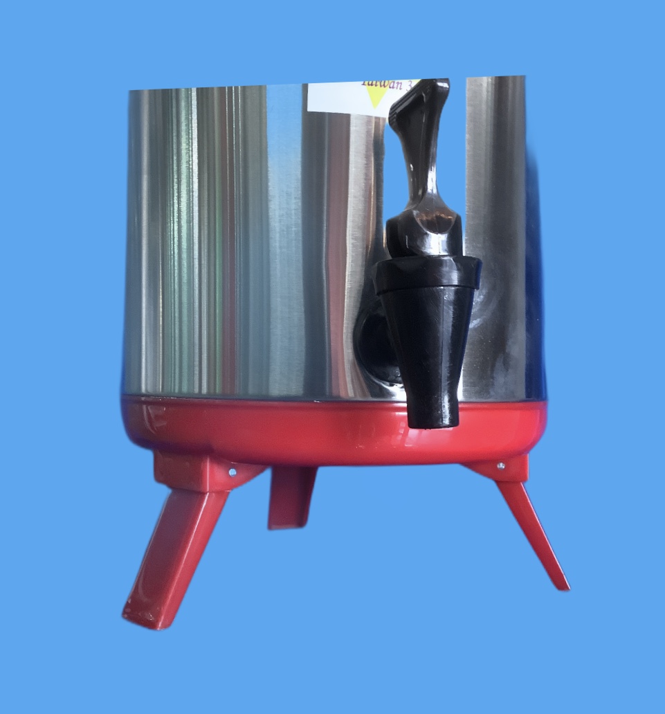 ถังชา10ลิตร (สีแดง) ไม่มีขอบด้านใน ตราดาว Taiwan 3 Star Stainless Steel Beverages Tank 10L - Red