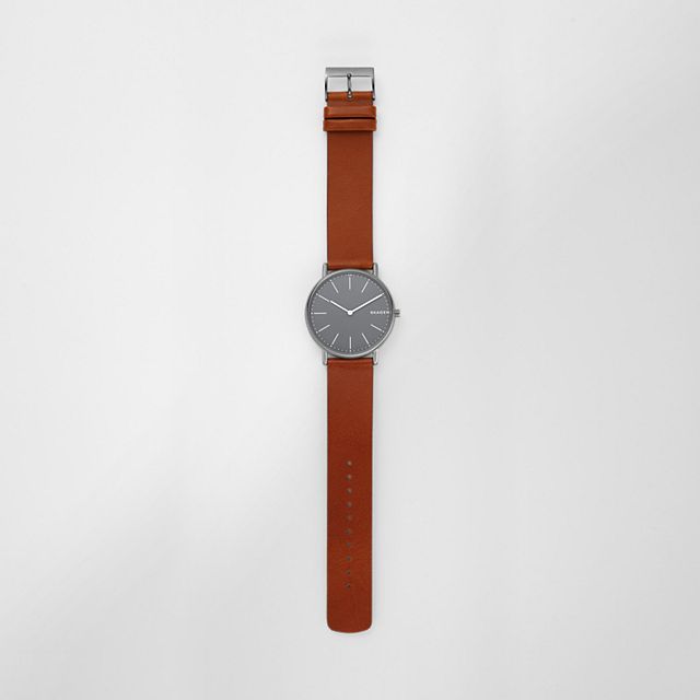 Skagen SKW6429 นาฬิกาผู้ชาย Signatur Slim Titanium and Cognac Leather Men's Watch