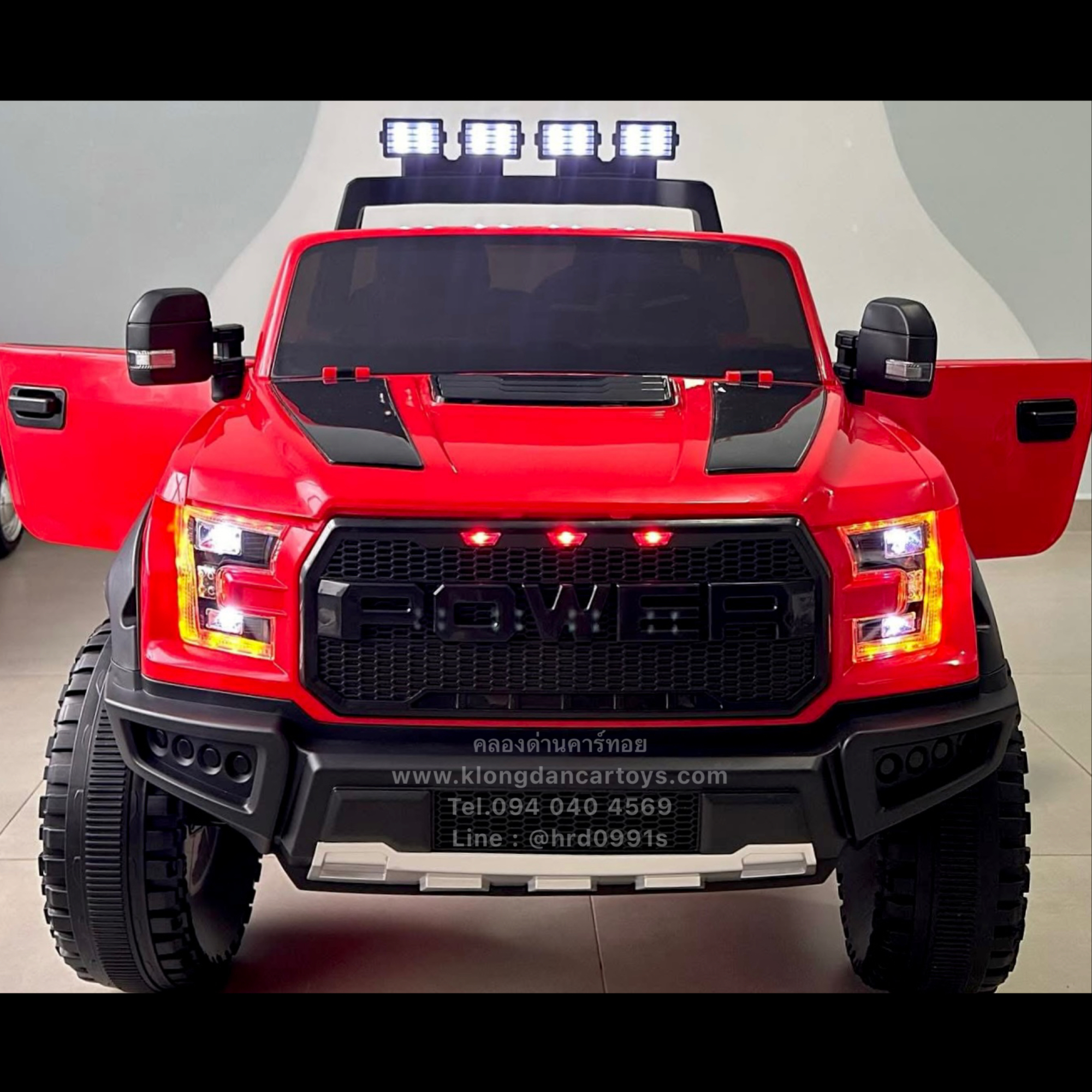 รถกะบะเด็กแบตเตอรี่Raptor4×4*คันใหญ่* (ออกตัวสมูท, 4มอเตอร์แบต12v7a, มีโช้คหน้าหลัง, โยกได้, บูลทูธกับมือถือ เล่นusb aux, รีโมทบูลทูธ) กะบะท้ายช่องใหญ่ ถอดชาร์จภายนอกได้
