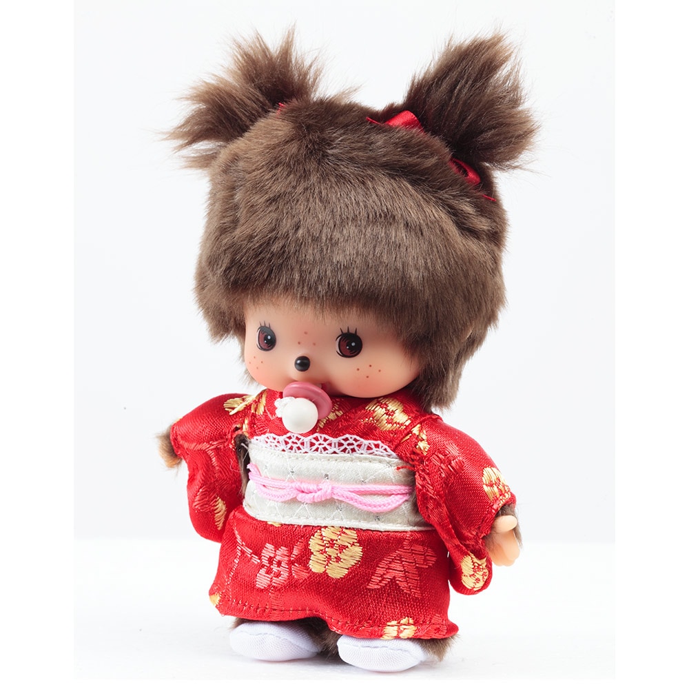 [PRE-ORDER] เบบี้ ม่อนชิชิ BEBICHHICHI กิโมโน สีแดง Size 15 cm นำเข้าจากญี่ปุ่น Monchhichi Babychhichi Red Kimono お着物ベビチッチ 女の子 IPM-19-Z