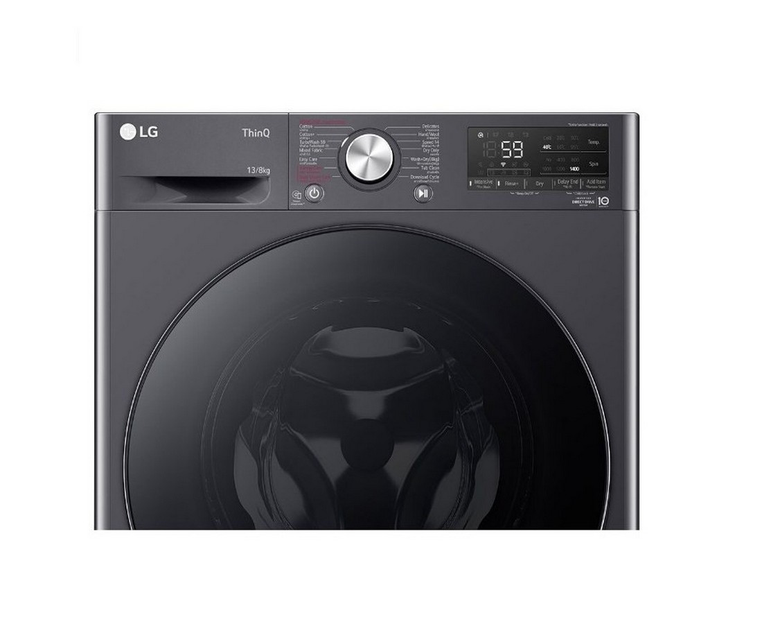 [ผ่อน0%] LG เครื่องซักผ้าฝาหน้า ซัก 13 KG / อบ 8 KG FV1413H4M สี Black Steel (ชลบุรีส่งฟรี)