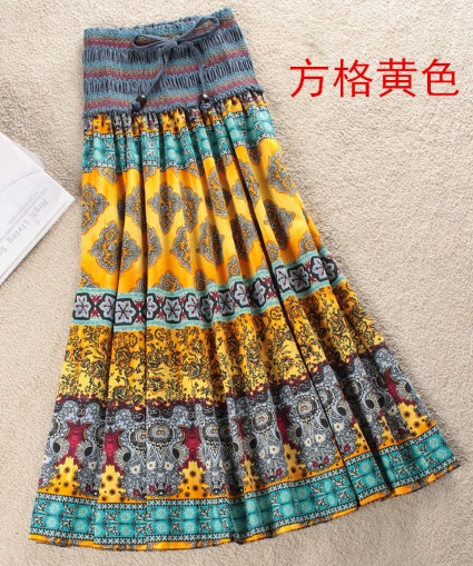 เสื้อผ้าแฟชั่นผู้หญิงพร้อมส่ง : เดรสสีเหลืองแฟชั่น แต่งลายกราฟฟิกสีสดใส ใส่เป็นกระโปรงได้ แบบน่ารักมากๆจ้า