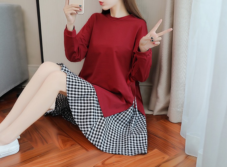 ชุดคลุมท้องแฟชั่นเทรนใหม่ แขนยาว มีโบว์ผูกด้านข้าง ใส่ได้ถึงคลอด สวยมากค่ะ M L XL XXL