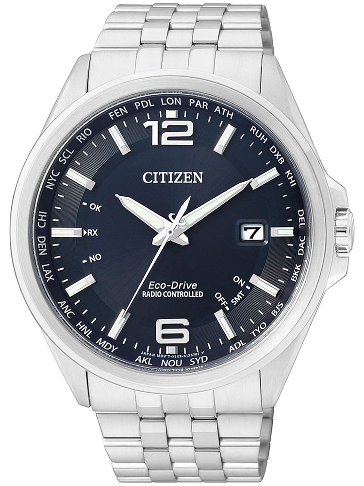 Citizen CB0010-88L นาฬิกาผู้ชาย Eco-Drive Radio Controlled World Time Perpetual Calendar Men's Watch