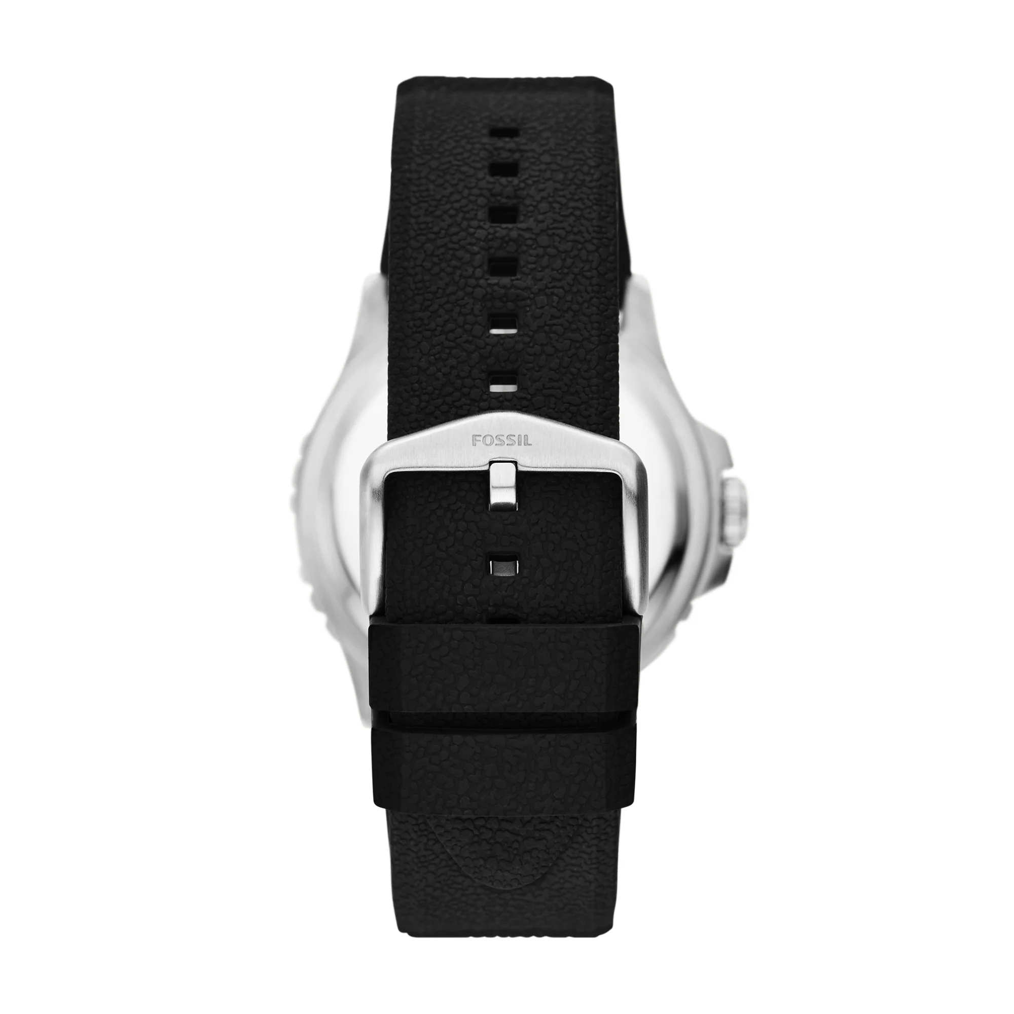 Fossil FS6036 นาฬิกาผู้ชาย GMT Black Silicone Quartz Men's Watch