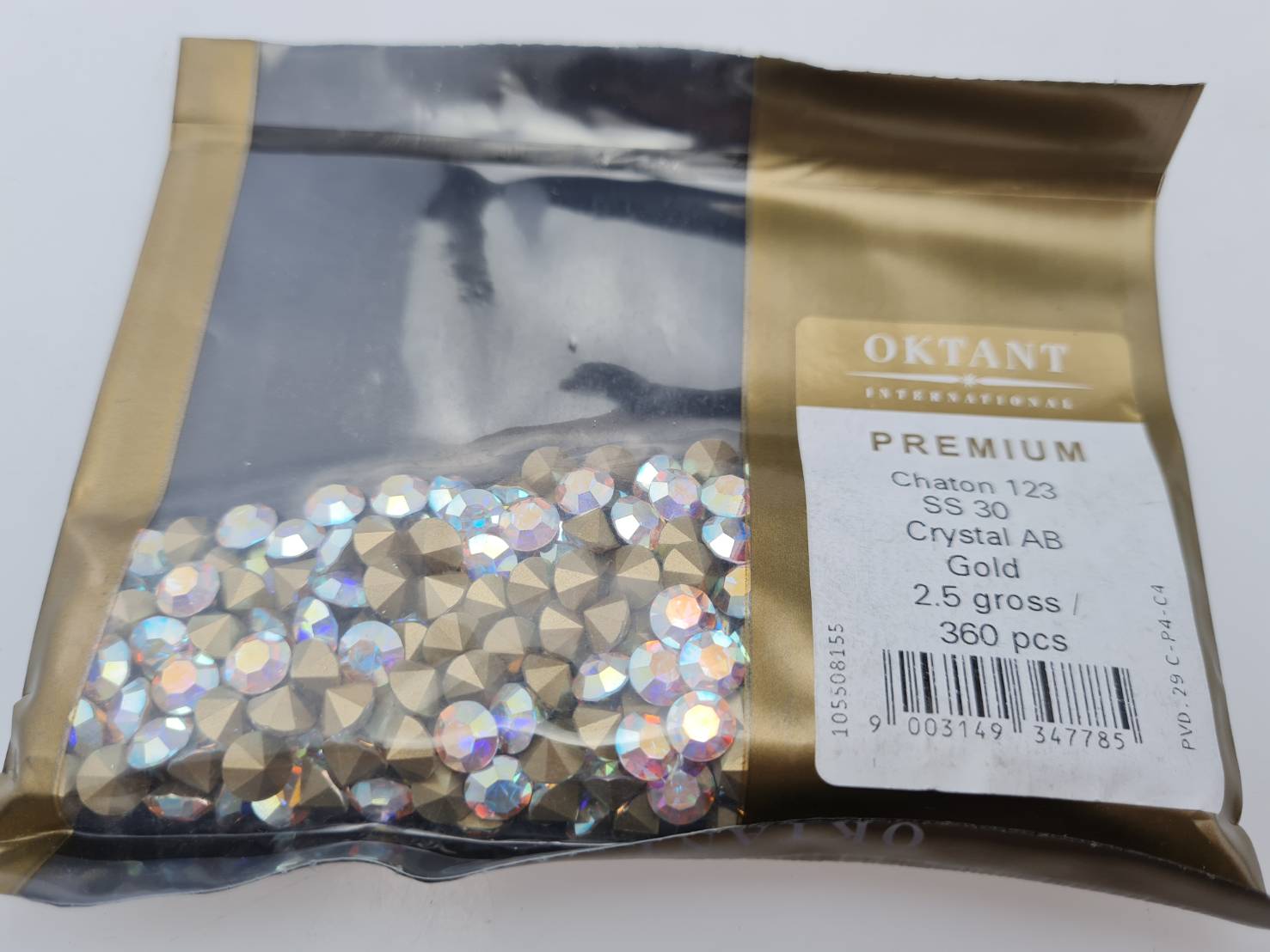 เพชรคริสตัลก้นแหลมขนาด 6.5มิลลิเมตรAB (SS30) Oktant (SWAROVSKI)แท้เกรดนำเข้า