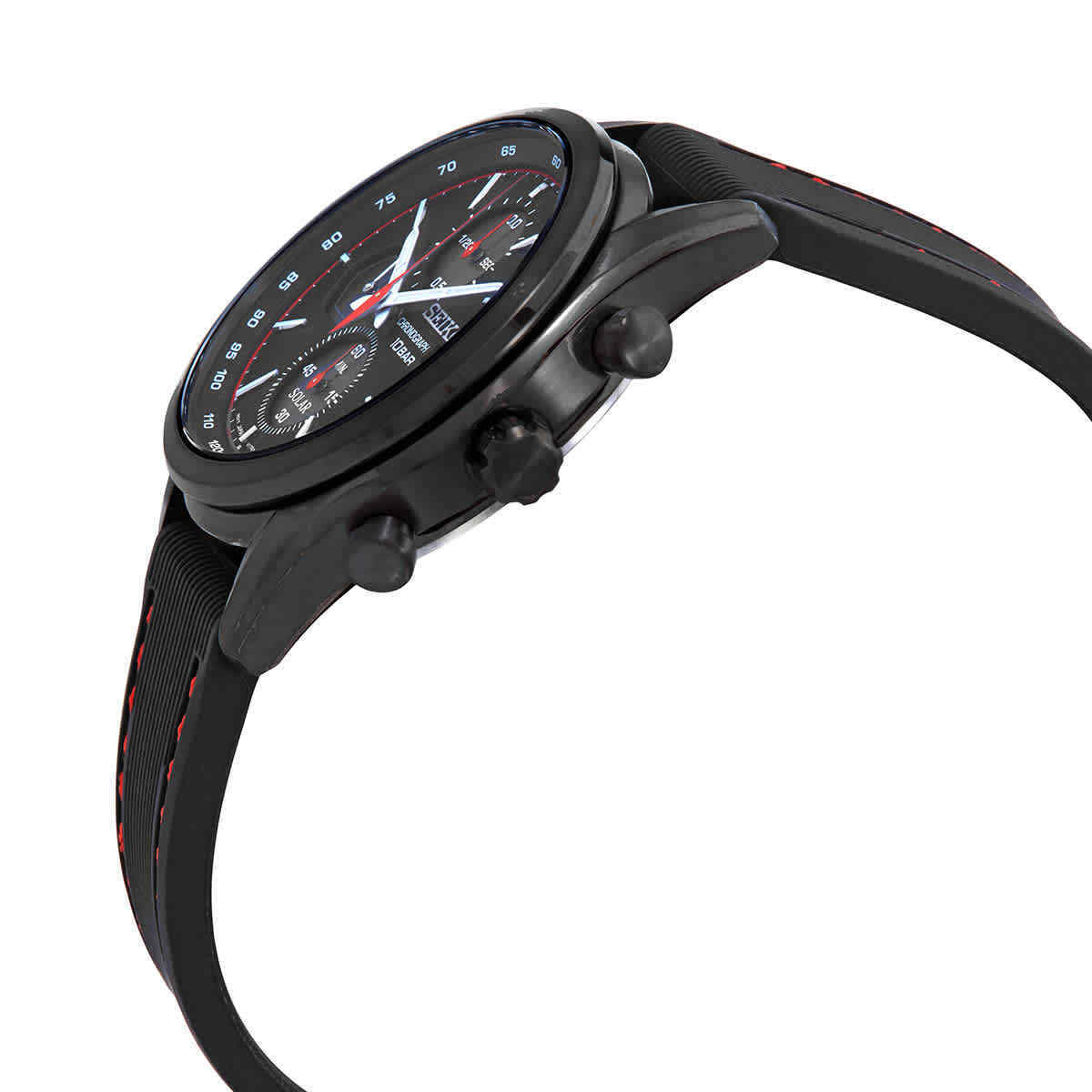 Seiko SSC777P1 นาฬิกาผู้ชาย Chronograph Solar Black Silicone Men's Watch