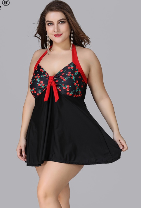 ชุดว่ายน้ำไซส์ใหญ่ ทูพีชพร้อมส่ง :ชุดว่ายน้ำคนอ้วนสีดำผูกคอแต่งลายเชอรี่ มีกางเกงใส่ด้านในสีสันสดใสแบบเก๋สวยมากๆจ้า.:รอบอก40-50นิ้ว เอว42-52นิ้ว สะโพก42-54นิ้ว