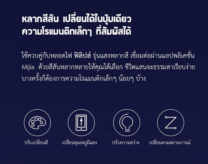 Xiaomi Philips Minimalist Bedside Lamp - โคมไฟหัวเตียงมินิมอล (พร้อมหลอดไฟสี)