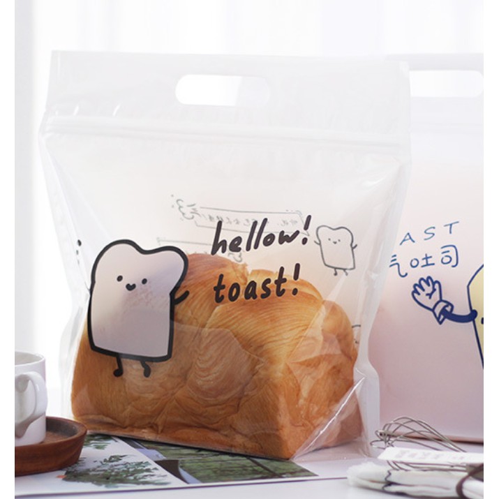 ถุงซิปใส่โทสต์ ขนมปังก้อน ขนมปัง เบเกอรี่ คุ๊กกี้ 450 กรัม