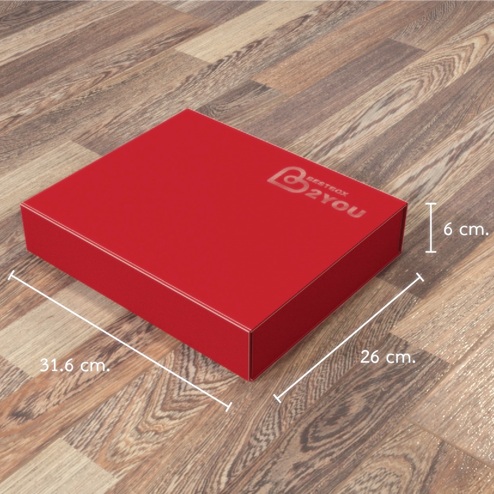 (Pre-order ขั้นต่ำ 100 กล่อง) BD911 กล่องจั่วปัง ทรงฝาเปิดแม่เหล็ก ขนาด 26 x 31 x 6 ซม. (ฐานยื่น 0.3 ซม.)