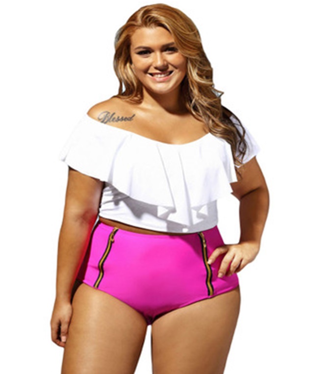 ชุดว่ายน้ำคนอ้วน ทูพีช 5xl พร้อมส่ง :ชุดว่ายน้ำไซส์ใหญ่สีขาวชมพูแต่งระบายที่เสื้อและซิปที่กางเกง แบบสวยsexyมากๆจ้า:รอบอก42-50นิ้ว เอว38-48นิ้ว สะโพก44-54นิ้ว