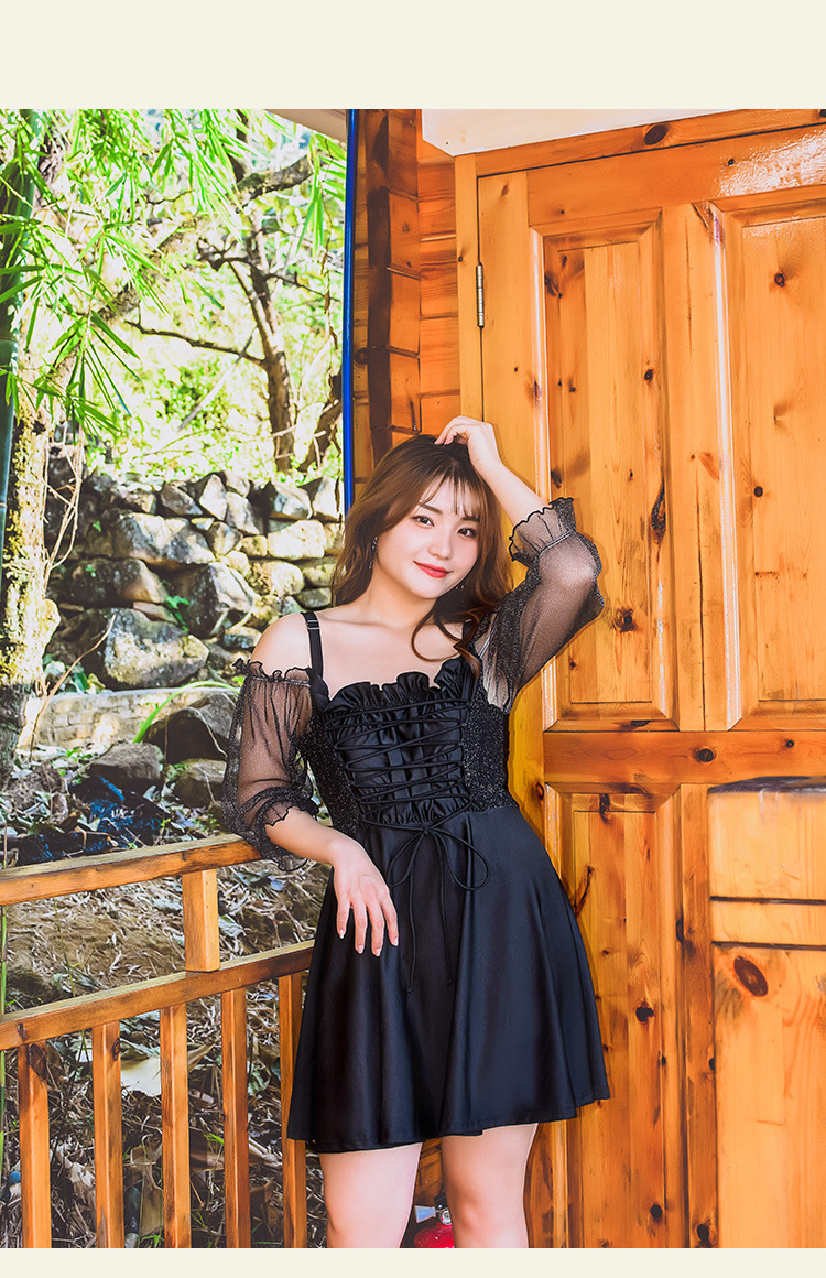 ชุดว่ายน้ำคนอ้วน 6xl พร้อมส่ง :ชุดว่ายน้ำไซส์ใหญ่ชุดเที่ยวทะเลสีดำถักสายด้านหน้าเว้าไหล่แขนซีทรู มีกางเกงขาสั้นใส่ด้านในแบบสวยน่ารักมากๆจ้า: ขนาด รอบอก 38 - 46 นิ้ว เอว 38 - 48 นิ้ว สะโพก 42 - 52 นิ้ว