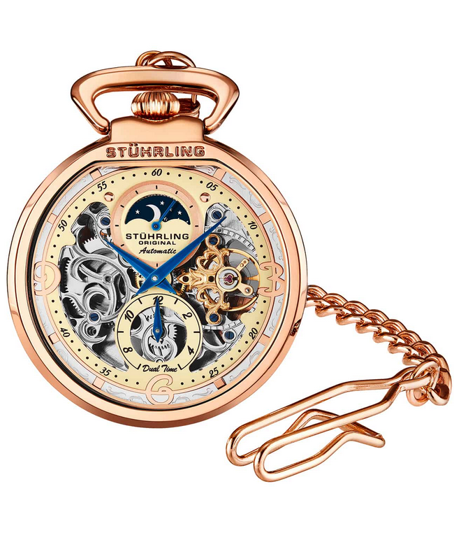 Stuhrling Original 991.03 นาฬิกาพก Mechanical Vintage Stainless Steel Pocket Watch