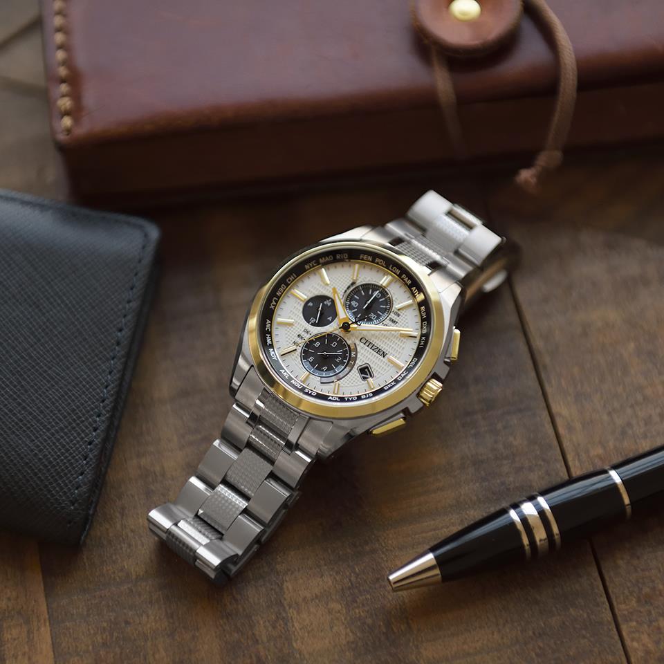 Citizen AT8048-55A นาฬิกาผู้ชาย Attesa Eco-drive Radio World Time Titanium Limited 700 Pcs. Men's Watch
