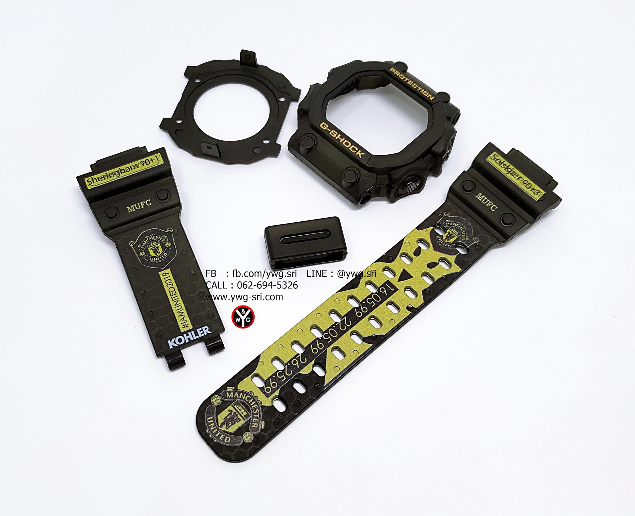 กรอบสาย G-SHOCK แบบขุ่น ย้อมสีดำ สกรีนลาย แมนยู ใส่ได้รับรุ่น GX-56
