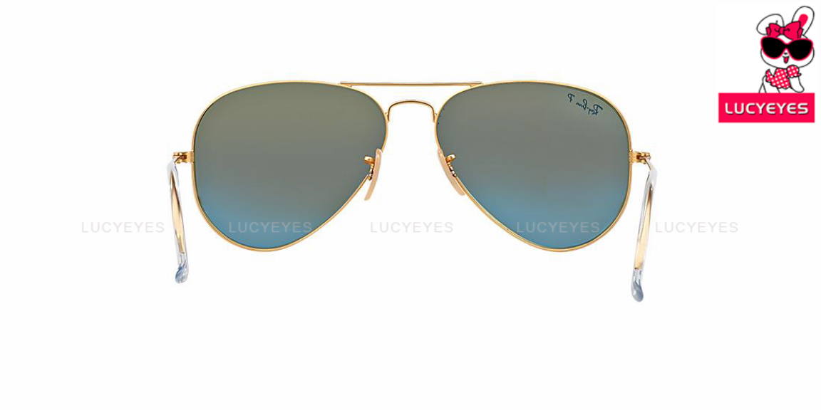 RayBan RB3025 112/4L AVIATOR LARGE METAL กรอบทองด้าน เลนส์ปรอทน้ำเงิน Polarized 4