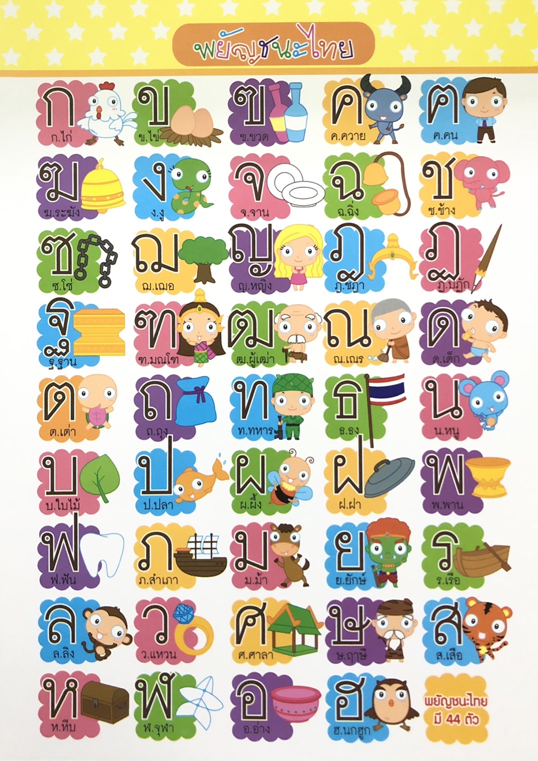 ไมโครโปสเตอร์ A4 พยัญชนะไทย 44 ตัว