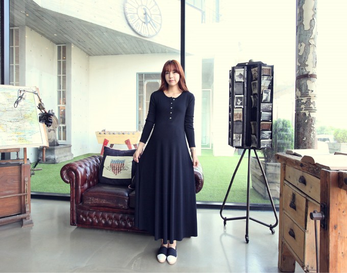 ชุดคลุมท้อง แขนยาว มีกระดุม ผ้านิ่มใส่สบาย สุภาพน่ารัก M,L,XL.