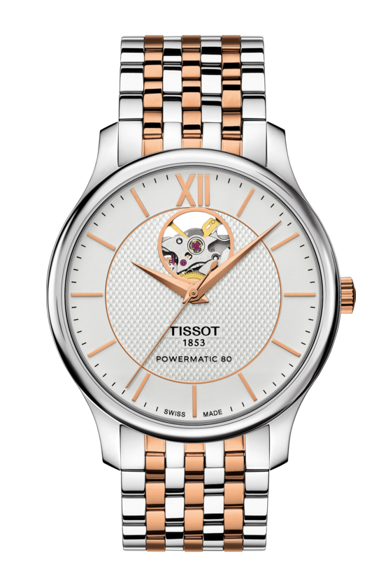 Tissot T063.907.22.038.01 นาฬิกาผู้ชาย Tradition Powermatic 80 Automatic Open Heart Men's Watch
