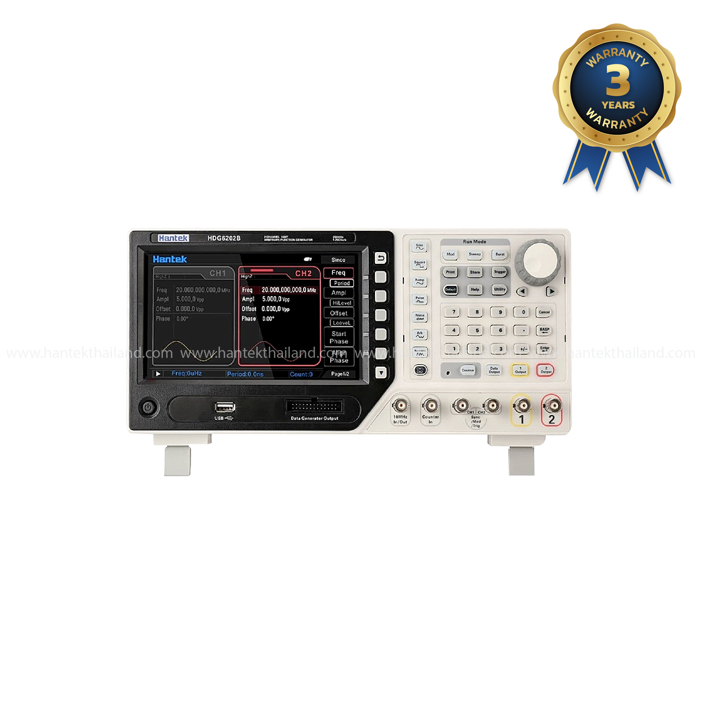 Hantek HDG6202B เครื่องกำเนิดสัญญาณแบบตั้งโต๊ะขนาด 200 MHz 2 ช่อง