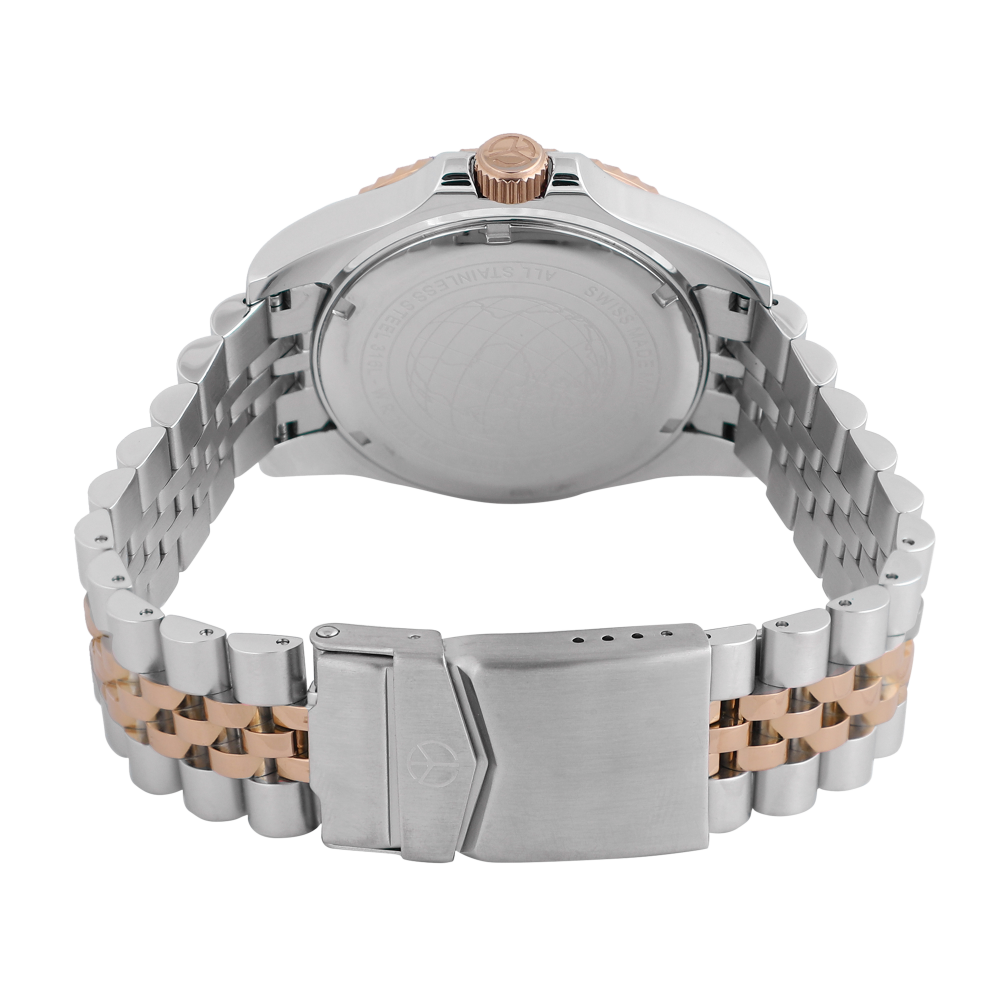 Mathey-Tissot H903RNM นาฬิกาผู้ชาย Vintage GMT Two-Tone Root Beer Quartz Men's Watch