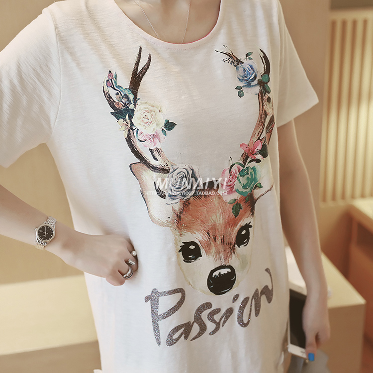 ชุดคลุมท้องแฟชั่น ลายกวางน้อย ประดับด้วยลูกไม้ M,L,XL,XXL