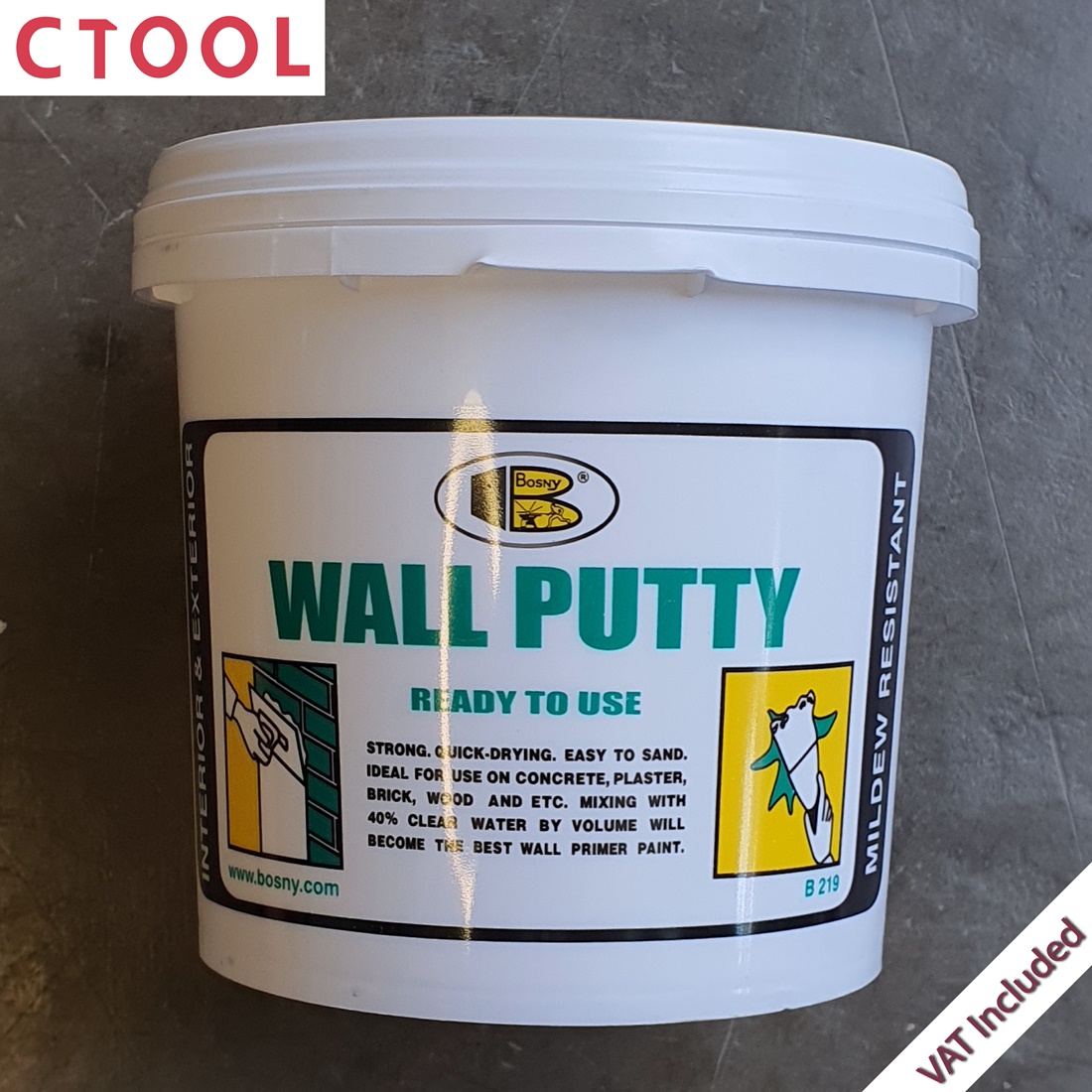 เคมีโป๊วผนัง 1.5กิโลกรัม Bosny บอสนี่ วอลล์พัตตี้ ของแท้100% - Authentic Wall Putty - ซีทูล Ctool