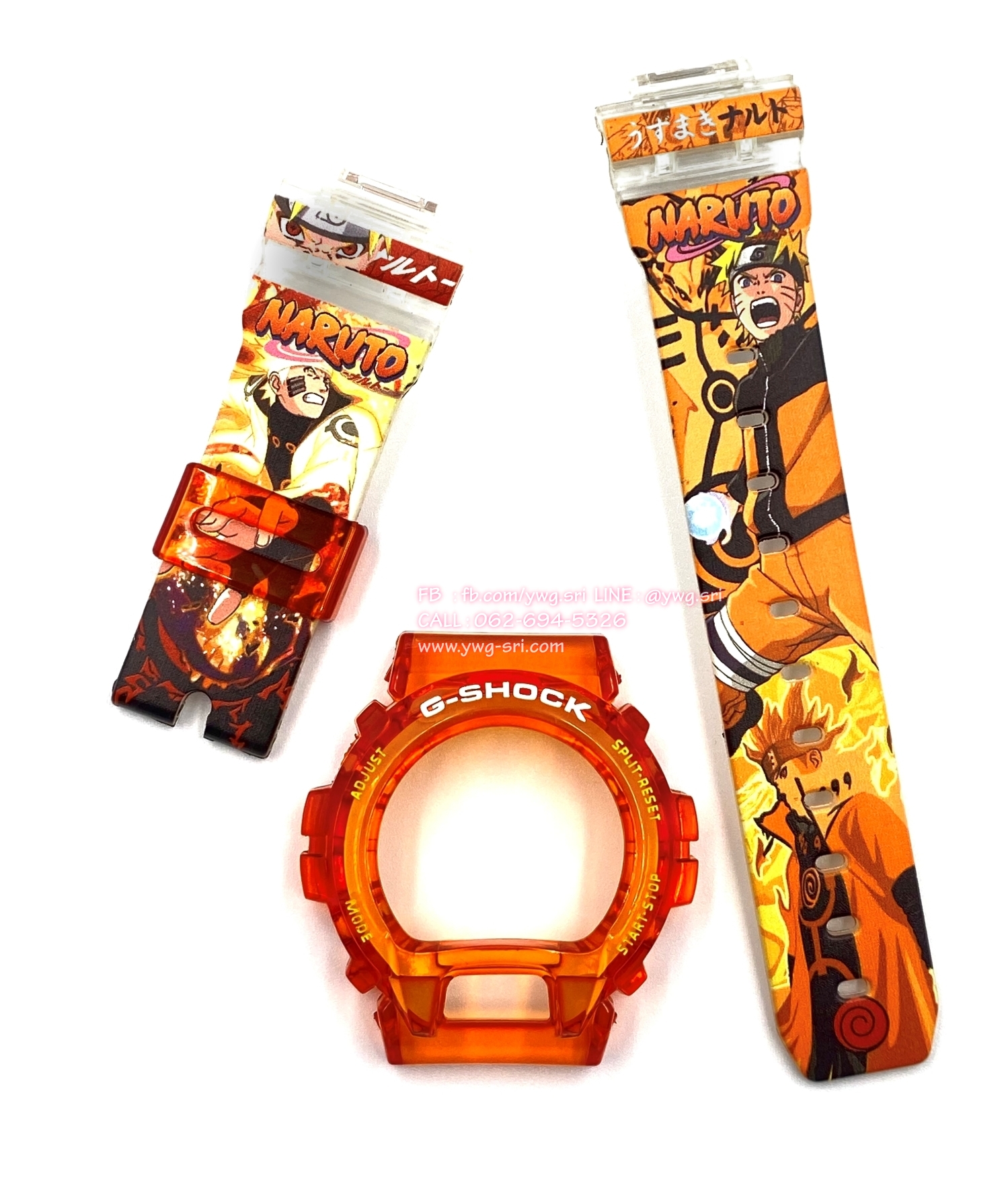 กรอบสาย G-SHOCK สีส้มใส สกรีนลาย Naruto ใส่ได้กับรุ่น DW-6900
