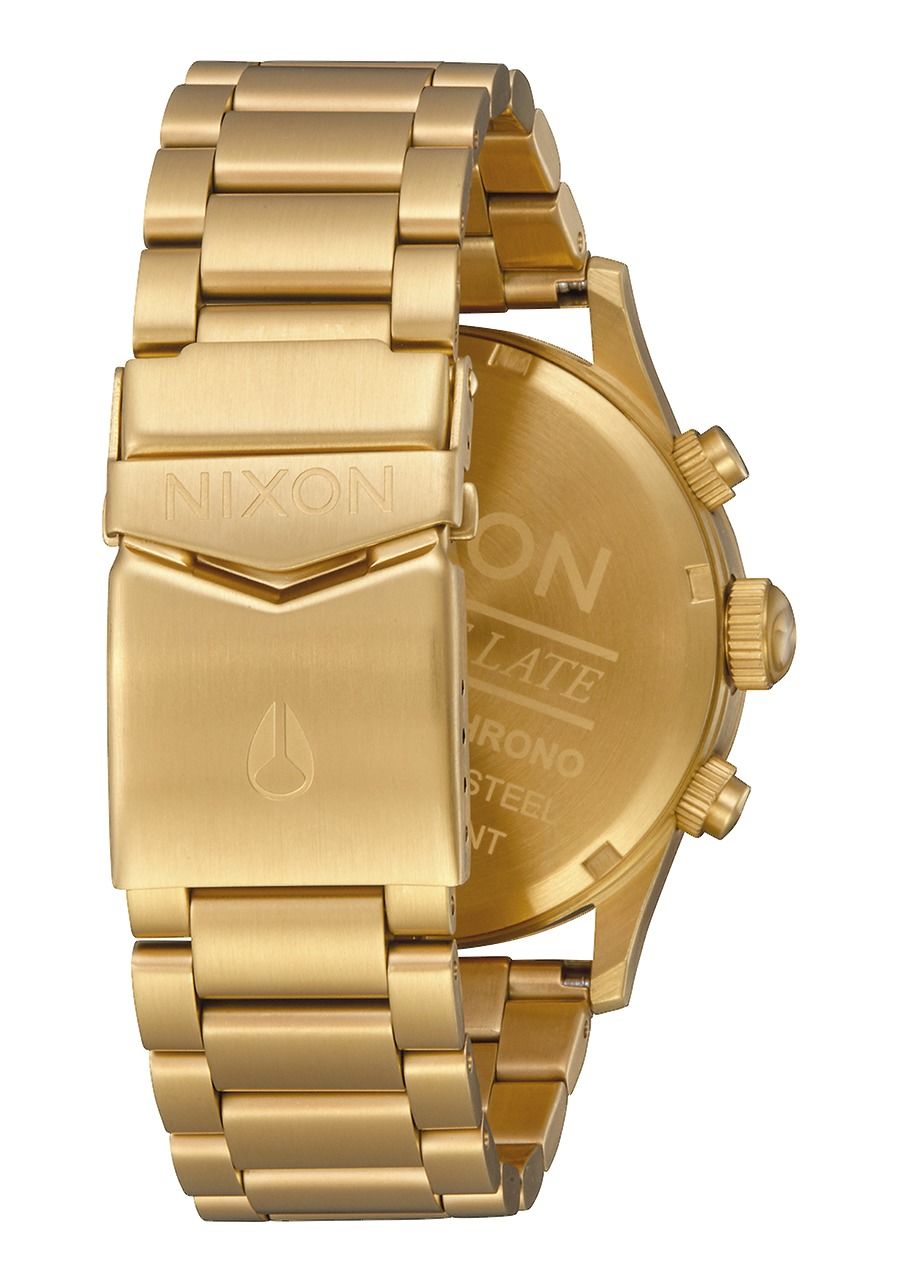 Nixon A386-502-00 นาฬิกาผู้ชาย The Sentry Chronograph Gold-Tone Quartz Men's Watch