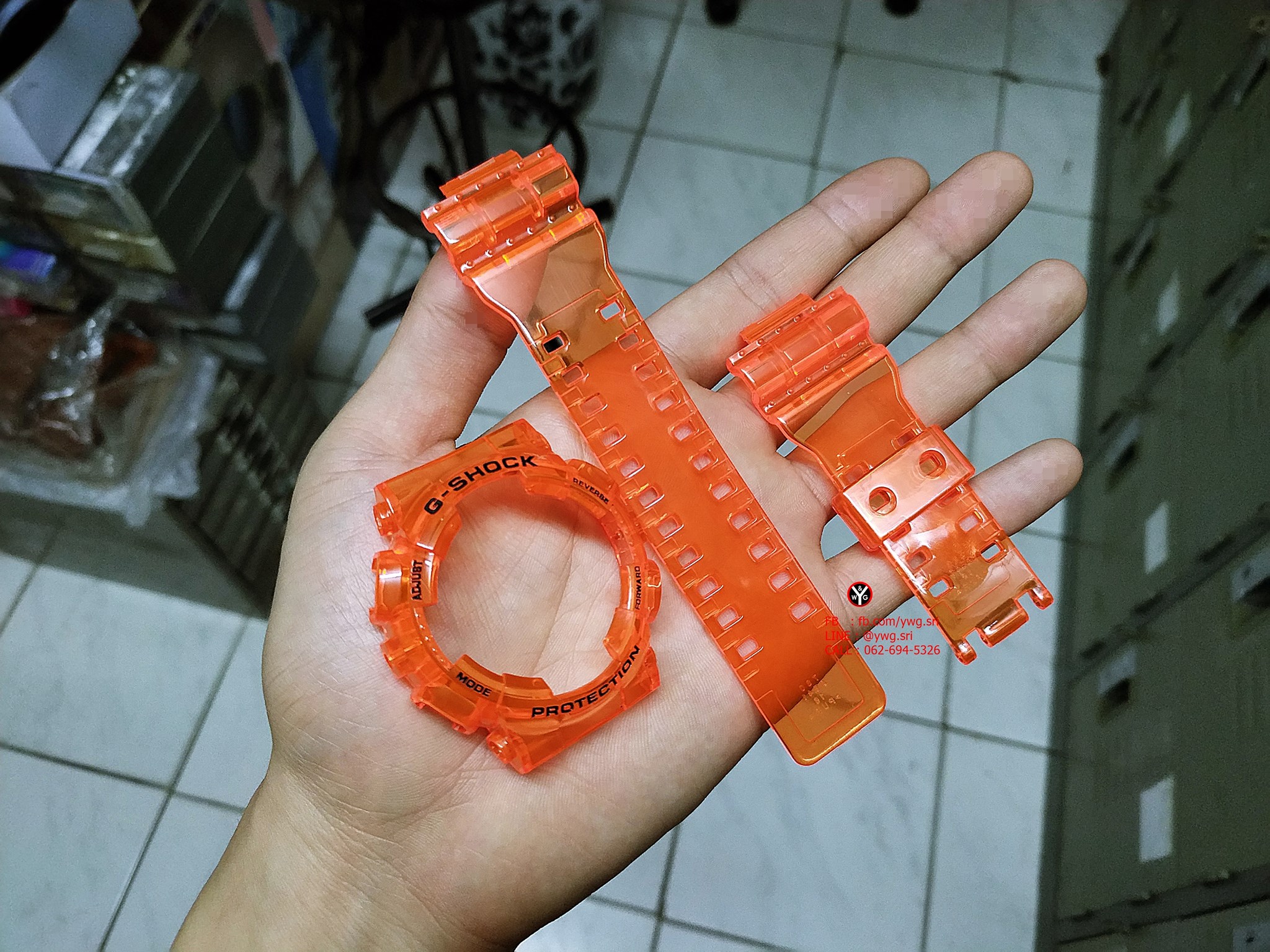 กรอบสาย(ใส) G-SHOCK สีส้มสะท้อนแสง ใส่ได้รับรุ่น GA-100 ,GA-110 ,GA-120 ,GD-100 ,GD-120