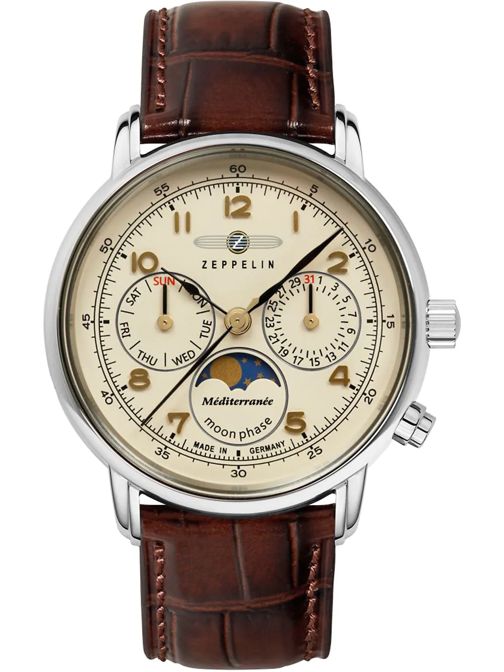 Zeppelin 9637-5 นาฬิกาผู้ชาย Quartz Moonphase Men's Watch