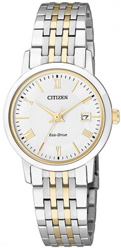 Citizen EW1584-59A นาฬิกาข้อมือผู้หญิง Eco-Drive Sapphire Two-Tone Japan Made Women's Watch