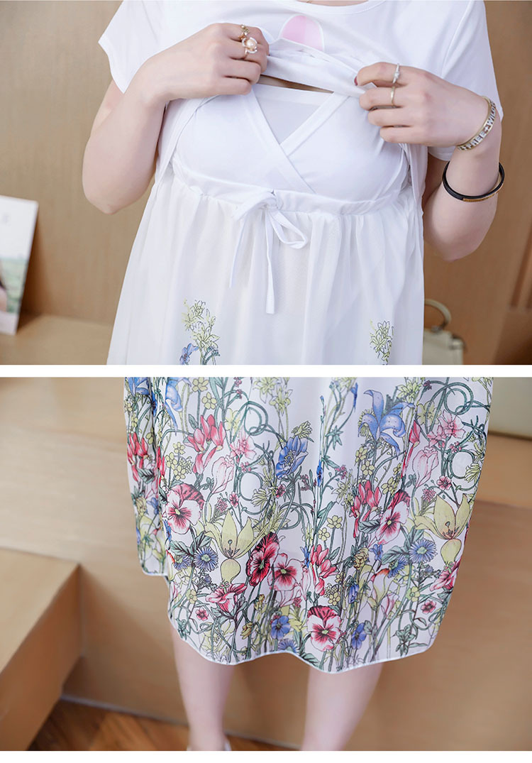 ชุดคลุมท้องเปิดให้นม ผ้านิ่ม เปิดให้นมสะดวก มีเชือกผูกปรับขนาดครรภ์ แบบนี้น่ารักโดนใจ M L XL XXL