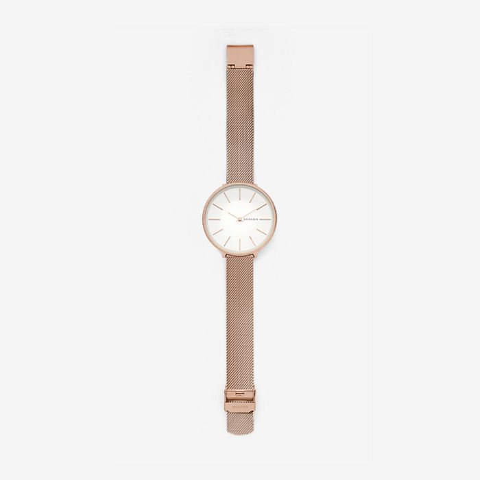 Skagen SKW2726 นาฬิกาผู้หญิง Skagen รุ่น SKW2726, Karolina Rose-Tone Silk-Mesh Quartz Women's Watch