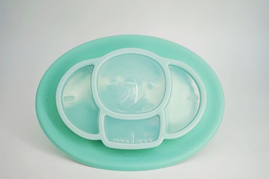 จานซิลิโคน ของแท้จากอังจู ลายช้างน้อยพร้อมฝาปิด ELEOHANT SILICONE PLATE Ange