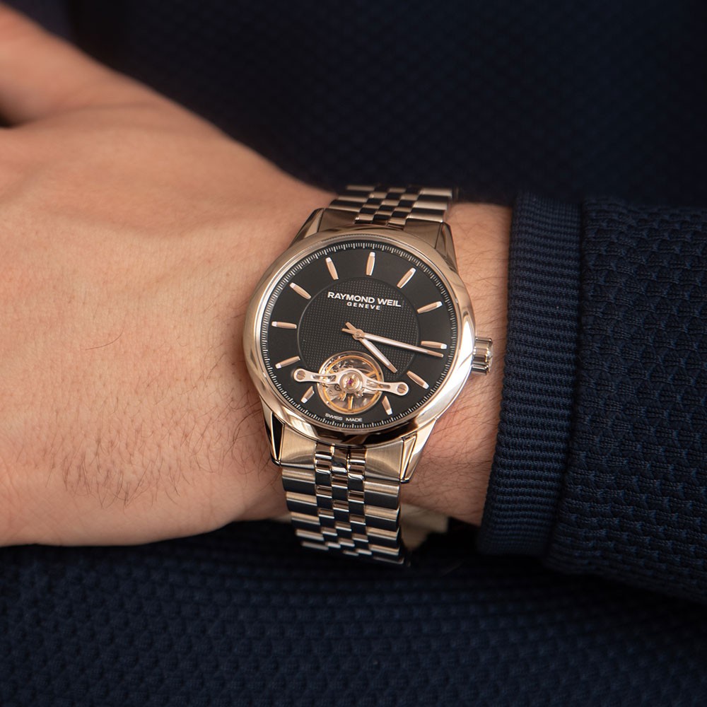 Raymond Weil 2780-ST-20001 นาฬิกาผู้ชาย Freelancer Geneve Open Heart Automatic Men's Watch