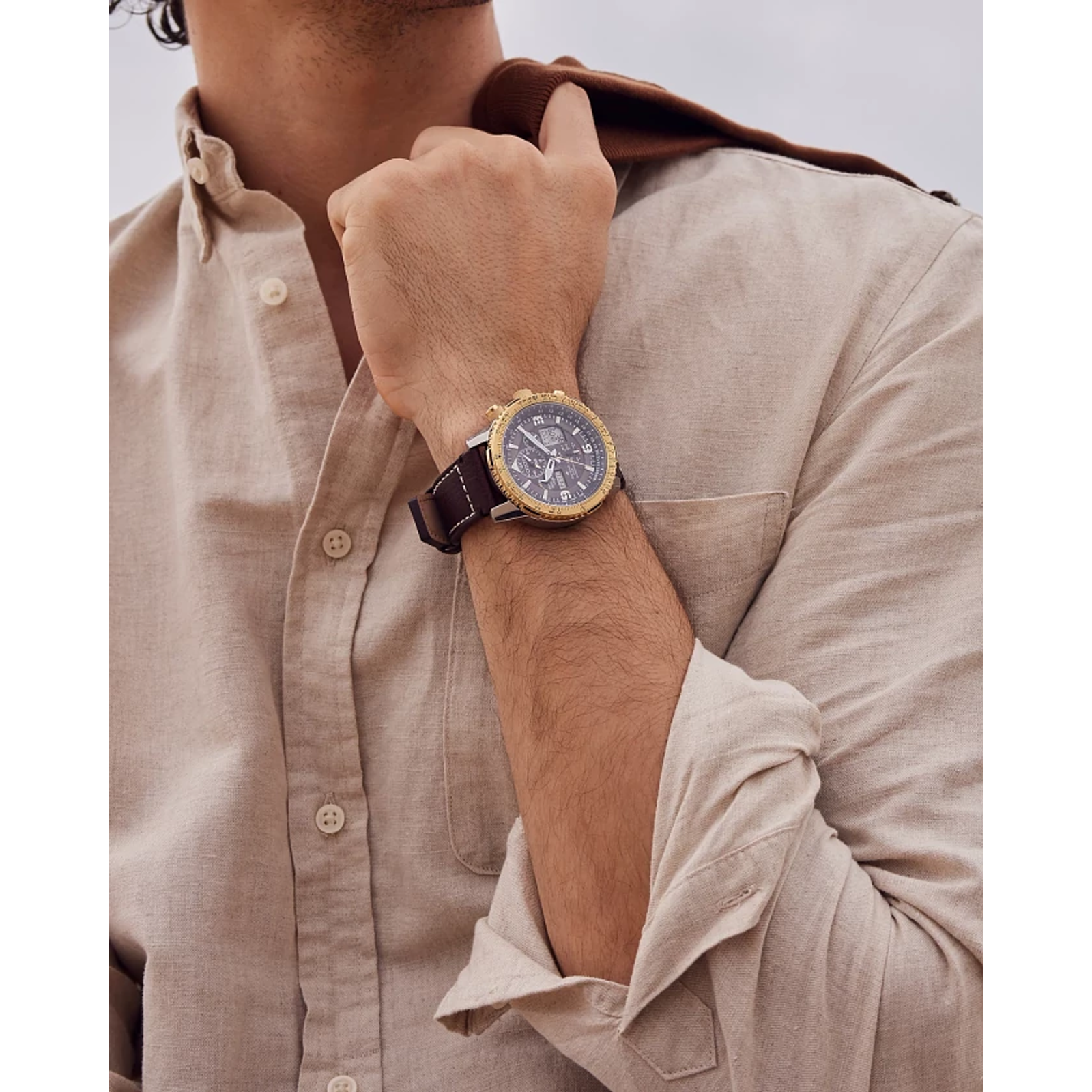 Citizen JY8084-17H นาฬิกาผู้ชาย Eco-Drive Promaster World Time Perpetual Alarm GMT Chronograph Men's Watch