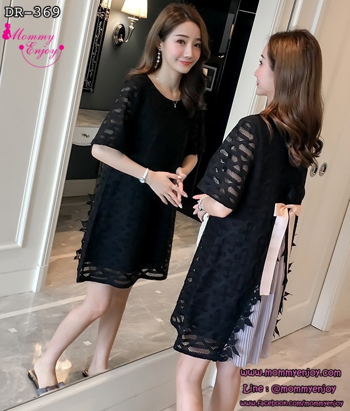 เดรสคลุมท้องสไตล์เกาหลี ผ้าชีฟอง มีซับใน ด้านหลังมีโบว์ ทำพรีทสวยมากค่ะ M L XL,XXL
