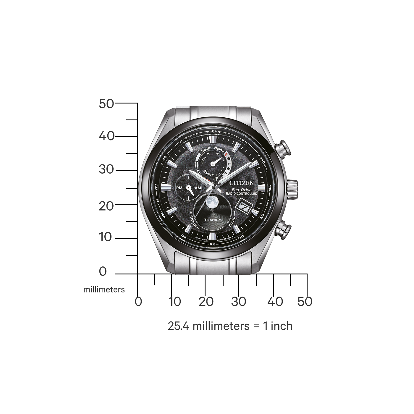 Citizen BY1018-80E นาฬิกาผู้ชาย Eco-Drive Tsuki-yomi Radio-Controlled Men's Watch