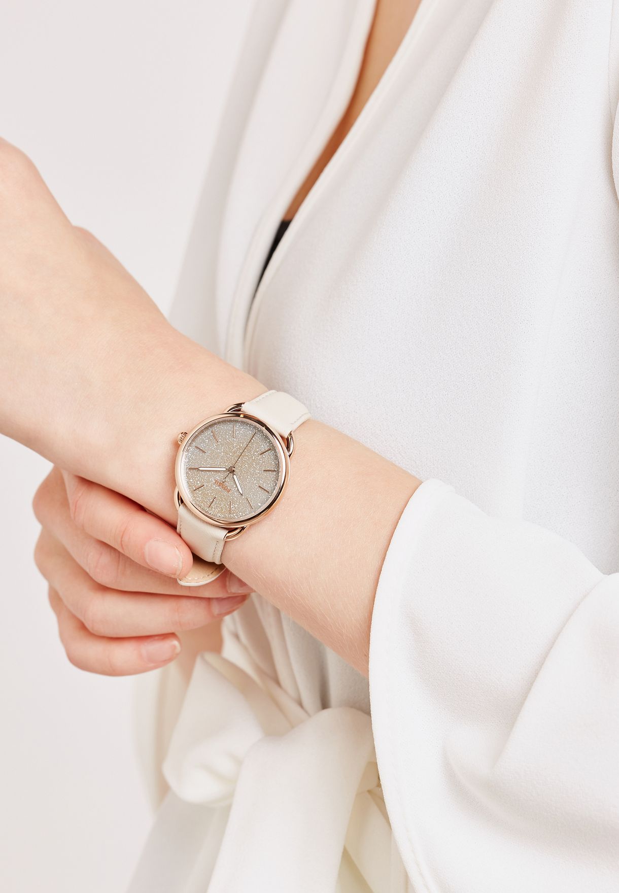 Fossil ES4421 นาฬิกาผู้หญิง Fossil รุ่น ES4421, Tailor Three-Hand Winter White Leather Women's Watch